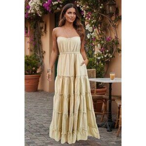 Handmade Bohemian Princess Tiered Ruffle Hem Maxi Dress Gown Cottagecore Wedding